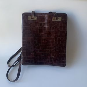 ENZO ANGIOLINI Medium Brown Croc Leather Shoulder Handbag Purse Business Autumn